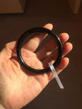 Load image into Gallery viewer, 61.5mm 100% Natural dark green/black meteorite Stellar Night sky slim round cut nephrite bangle HN62-0751