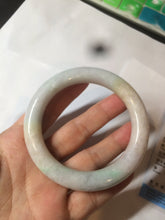 Load image into Gallery viewer, 57.9mm certified 100% natural type A light sunny green/purple/yellow chubby round cut jadeite jade bangle BF33-9221