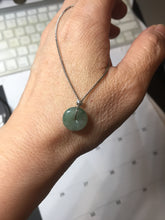 Load image into Gallery viewer, 11.5mm Type A 100% Natural icy watery oily dark green gray black(油青) Jadeite Jade Safety Guardian Button donuts Pendant group PC222 add on item