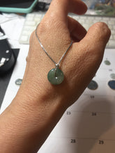 Load image into Gallery viewer, 11.5mm Type A 100% Natural icy watery oily dark green gray black(油青) Jadeite Jade Safety Guardian Button donuts Pendant group PC222 add on item