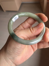 Load image into Gallery viewer, 54mm Certified Type A 100% Natural dark green gray round cut Jadeite bangle AU45-0896