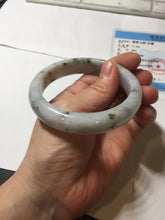 Load image into Gallery viewer, 56.3mm certified 100% natural Type A dark green/purple/white with green floating flowers jadeite jade bangle PB231-2823
