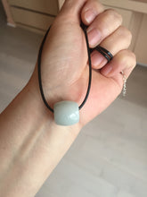 Load image into Gallery viewer, type A 100% Natural white/light green olive shape Jadeite Jade LuluTong (Every road is smooth) bead pendant BK107