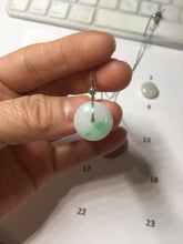 Load image into Gallery viewer, 15.2mm Type A 100% Natural sunny green/white Abacus-Bead Peace and Safety Guardian Donuts Buckle jadeite Pendant group PH114-1