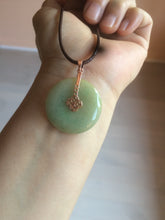 Load image into Gallery viewer, Type A 100% Natural icy green/yellow Jadeite Jade safety Guardian donut Pendant group A123