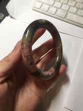 Load image into Gallery viewer, 56mm 100% natural pink/black/brown/yellow chubby round cut rose stone (Rhodonite) bangle AW35