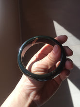 Load image into Gallery viewer, 60mm 100% Natural dark green/black meteorite Stellar Night sky broad style nephrite Jade bangle HF108-0063