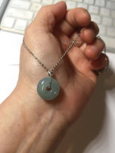 Load image into Gallery viewer, 14mm Type A 100% Natural light green blue Jadeite Safety Guardian Button donuts pendant BG209