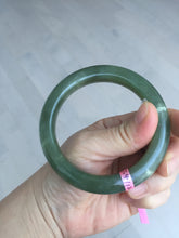 Load image into Gallery viewer, 57.4mm 100% natural certified dark green/gray nephrite jade bangle HF69-6454