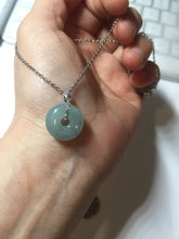 Load image into Gallery viewer, 14mm Type A 100% Natural light green blue Jadeite Safety Guardian Button donuts pendant BG209