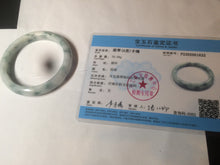 Load image into Gallery viewer, 55.5mm certificated Type A 100% Natural light green/white with green floating flowers Jadeite Jade bangle AM82-1632