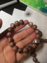 Load image into Gallery viewer, 10-10.3mm 100% natural pink/black rose stone (Rhodonite) bracelet SY41