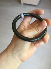 Load image into Gallery viewer, 59.3mm 100% Natural dark green/black meteorite Stellar Night sky slim round cut nephrite bangle HT115-8798