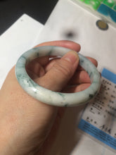 Load image into Gallery viewer, 55.5mm certificated Type A 100% Natural light green/white with green floating flowers Jadeite Jade bangle AM82-1632
