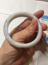 Load image into Gallery viewer, 54.8mm certified 100% natural Type A dark green/purple/white with green floating flowers jadeite jade bangle PB232-2827