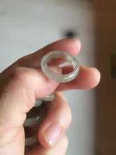 Load image into Gallery viewer, 15.9mm/size 5 1/4 100% natural type A icy watery dark green/light green/yellow/gray jadeite jade band ring BF54