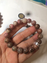 Load image into Gallery viewer, 10-10.3mm 100% natural pink/black rose stone (Rhodonite) bracelet SY41