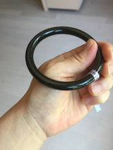 Load image into Gallery viewer, 59.3mm 100% Natural dark green/black meteorite Stellar Night sky slim round cut nephrite bangle HT115-8798
