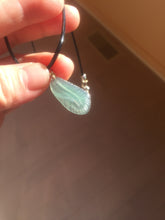 Load image into Gallery viewer, 100% natural type A icy watery light green blue gray Guatemala jadeite feather pendant PE25