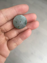 Load image into Gallery viewer, 20mm 100% Natural icy watery light green clear jadeite Jade Safety Guardian Button (donut) Pendant BK106