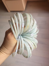Load image into Gallery viewer, Shopify only 52-57mm Type A 100% Natural light green/white slim round cut Jadeite Jade bangle (with big defects) GL45
