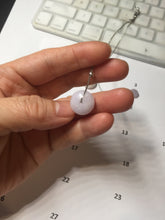 Load image into Gallery viewer, 14mm Type A 100% Natural light purple white Abacus-Bead Peace and Safety Guardian Donuts Buckle jadeite Pendant group PH116