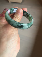 Load image into Gallery viewer, 52mm Certified Type A 100% Natural dark green floating flowers Jadeite Jade bangle E1-1526