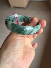 Load image into Gallery viewer, 52mm Certified Type A 100% Natural dark green floating flowers Jadeite Jade bangle E1-1526
