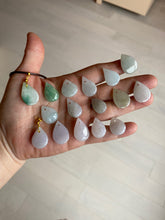 Load image into Gallery viewer, 100% natural icy watery green purple white type A jadeite jade water drop pendant necklace group BF18