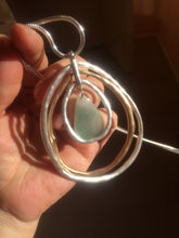 Load image into Gallery viewer, 100% natural Type A light green blue Jadeite water dorp pendant with Layered Gold & Silver Rings Necklace PE29