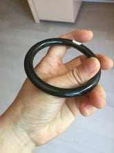 Load image into Gallery viewer, 58.4mm 100% Natural dark green/black meteorite Stellar Night sky slim round cut nephrite bangle HT113-8249