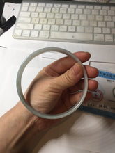 Load image into Gallery viewer, 76.7mm certified Type A 100% Natural light green white plus size flat style Jadeite Jade bangle BG213-5430