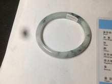 Load image into Gallery viewer, 50mm Certified Type A 100% Natural green/white with flying flowers oval Jadeite Jade bangle AH75-1630