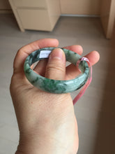 Load image into Gallery viewer, 52mm Certified Type A 100% Natural dark green floating flowers Jadeite Jade bangle E1-1526