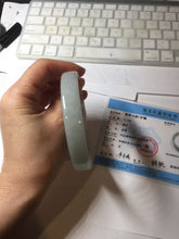 Load image into Gallery viewer, 76.7mm certified Type A 100% Natural light green white plus size flat style Jadeite Jade bangle BG213-5430