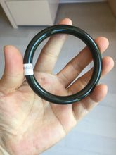 Load image into Gallery viewer, 58.4mm 100% Natural dark green/black meteorite Stellar Night sky slim round cut nephrite bangle HT113-8249