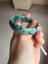 Load image into Gallery viewer, 52mm Certified Type A 100% Natural dark green floating flowers Jadeite Jade bangle E1-1526