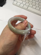 Load image into Gallery viewer, 50.5mm Certified Type A 100% Natural sunny green/white Oval Jadeite Jade bangle F115-0086