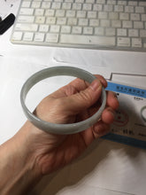 Load image into Gallery viewer, 76.7mm certified Type A 100% Natural light green white plus size flat style Jadeite Jade bangle BG213-5430