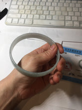 Load image into Gallery viewer, 76.7mm certified Type A 100% Natural light green white plus size flat style Jadeite Jade bangle BG213-5430