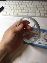 Load image into Gallery viewer, 76.7mm certified Type A 100% Natural light green white plus size flat style Jadeite Jade bangle BG213-5430