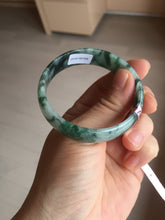 Load image into Gallery viewer, 52mm Certified Type A 100% Natural dark green floating flowers Jadeite Jade bangle E1-1526