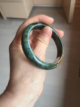 Load image into Gallery viewer, 52.7mm Certified Type A 100% Natural brown oily dark green(老油青) gray black Jadeite Jade bangle PC218-6231