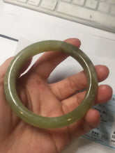 Load image into Gallery viewer, 55.5mm Certified Type A 100% Natural green yellow/sugar brown flying dandelions nephrite Jade bangle HN52-0472
