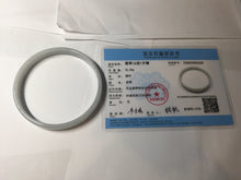 Load image into Gallery viewer, 74.9mm certified Type A 100% Natural light green white plus size flat style Jadeite Jade bangle BG214-5429