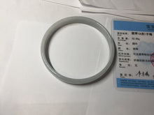 Load image into Gallery viewer, 74.9mm certified Type A 100% Natural light green white plus size flat style Jadeite Jade bangle BG214-5429