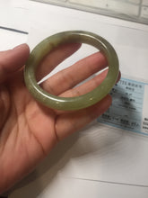 Load image into Gallery viewer, 55.5mm Certified Type A 100% Natural green yellow/sugar brown flying dandelions nephrite Jade bangle HN52-0472