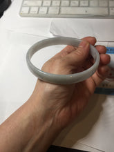 Load image into Gallery viewer, 74.9mm certified Type A 100% Natural light green white plus size flat style Jadeite Jade bangle BG214-5429