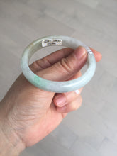 Load image into Gallery viewer, 50.5mm Certified Type A 100% Natural sunny green/white Oval Jadeite Jade bangle F115-0086