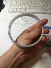 Load image into Gallery viewer, 74.9mm certified Type A 100% Natural light green white plus size flat style Jadeite Jade bangle BG214-5429